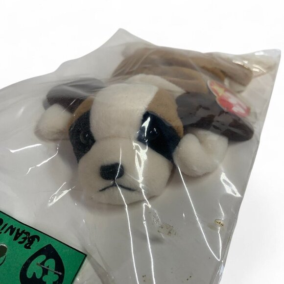 TY Beanie Babies Bernie The St. Bernard Dog White & Brown 8" 1996 NWT - Picture 1 of 9